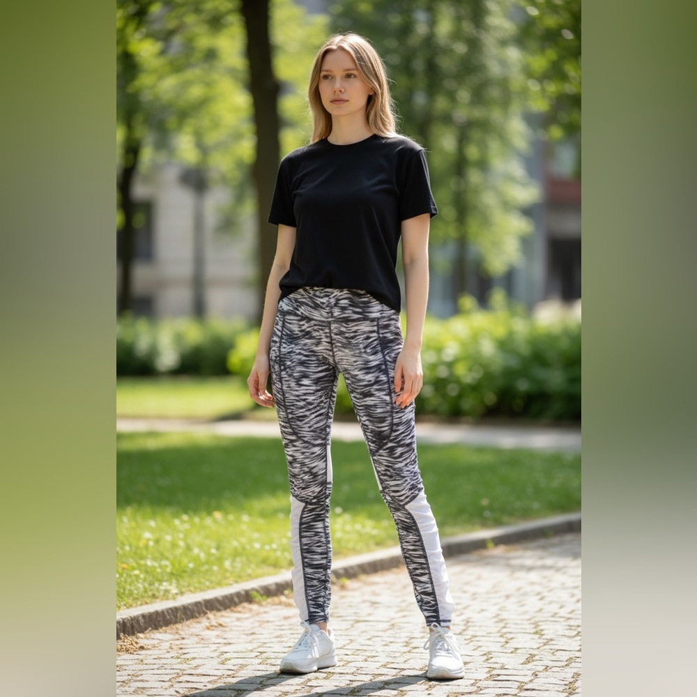 Alo Yoga Goddess leggings Zebra Print Mesh Detail Size M